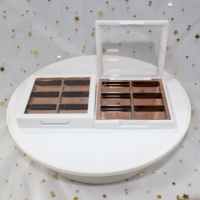 Boîtier compact carré en plastique ABS recyclé pour cosmétiques, 6 couleurs, pour poudre et blush, emballage personnalisable avec logo, conteneur vide pour palette de fards à paupières