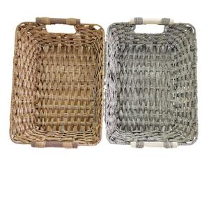 Cesta de Almacenamiento Rectangular de Mimbre con Espejo Cruzado, Marrón Grisáceo, con Asa, para Organizar el Hogar, Dormitorio o Balcón - Product Image 4