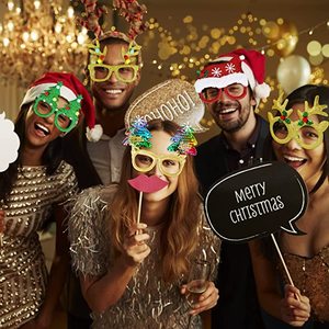 <span class=keywords><strong>2022</strong></span> lunettes de noël paillettes fête lunettes cadres décoration de noël Costume lunettes pour fêtes de noël faveurs de vacances - Product Image 5