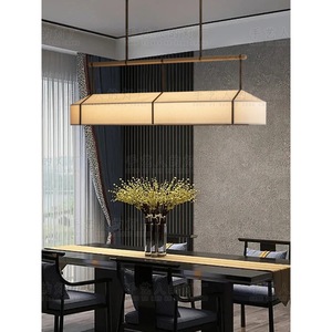 Lampe suspendue rectangulaire de style japonais, Led E27, commande par interrupteur, pour restaurant, salon de thé, luminaire d'étude - Product Image 5