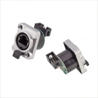 Conector RJ45 Impermeable de Doble Cabeza con Brida Cuadrada, Tipo Placa PCB de Nylon PA66, IP67, para Equipos LED