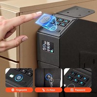 Coffre-fort électronique combiné à affichage de niveau de puissance, à empreinte digitale, mot de passe et clé, à fixation latérale - Coffre-fort domestique pour table de chevet et bureau