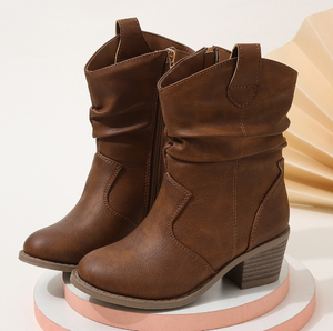 Botas de Vaquera Retro de Cuero con Cremallera para Niñas de 8 a 15 Años, Estilo Western, Novedad - Product Image 6