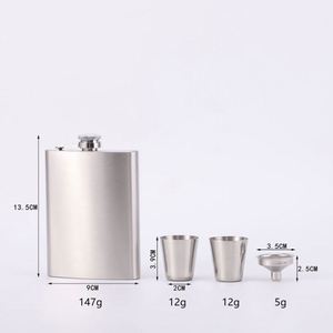 Juego de Regalo de Petaca Portátil de Acero Inoxidable 201 de 8 oz para Whisky y Licores con 2 Vasos y Embudo - Product Image 3