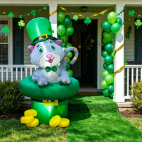 Decorazioni LED da Giardino a Forma di Gattino con Cappello Verde per San Patrizio, Giocattolo Gonfiabile a Forma di Quadrifoglio, Vendita Diretta dalla Fabbrica