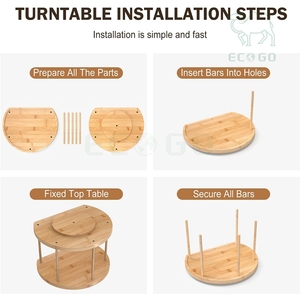 ชั้นวางของไม้ไผ่2ชั้นหมุนได้ชั้นวางบนเคาน์เตอร์ชั้นวางของเครื่องเทศในครัวแบบถอดออกได้360สำหรับโต๊ะในครัว - Product Image 4