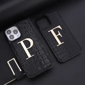 Premium genuine leather phone case for iphone 14 pro max phone case leather logo