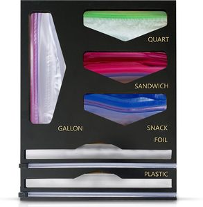 Yüksek Kaliteli 6'sı 1 Arada Çevre Dostu Üç Katmanlı Bambu Kilitli Poşet Düzenleyici Mutfak Çekmecesi Streç Film Dağıtıcısı Dahili - Product Image 1