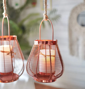 Metal Cage Design <b>Lantern</b> with <b>Copper</b> Finish Decorative Candle Holder <b>Lantern</b> for Home Garden Patio & Indoor Outdoor Decoration - Product Image 3