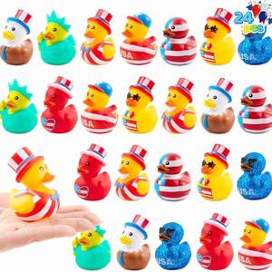 Patriotic Rubber 2.6" Red White Blue 4Th of July Bulk Ducks 8 Designs Independence Day Duck With Flag Prints <b>Bath</b> Toy - Product Image 6