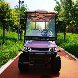Gloss <b>Pink</b> 4 Seat Off-Road Golf Buggy Metal Front Guard Large All-Terrain Tires for Wedding Villa Guest Reception Transport - Product Image 4