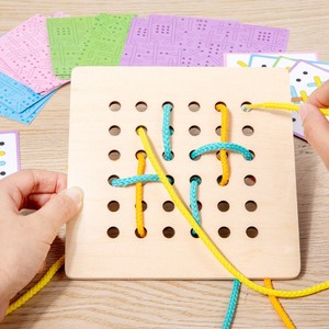 Jouet éducatif populaire pour tout-petits : Planche à enfiler en bois 2026 – Jouet de logique pour apprendre à nouer les lacets - Product Image 3