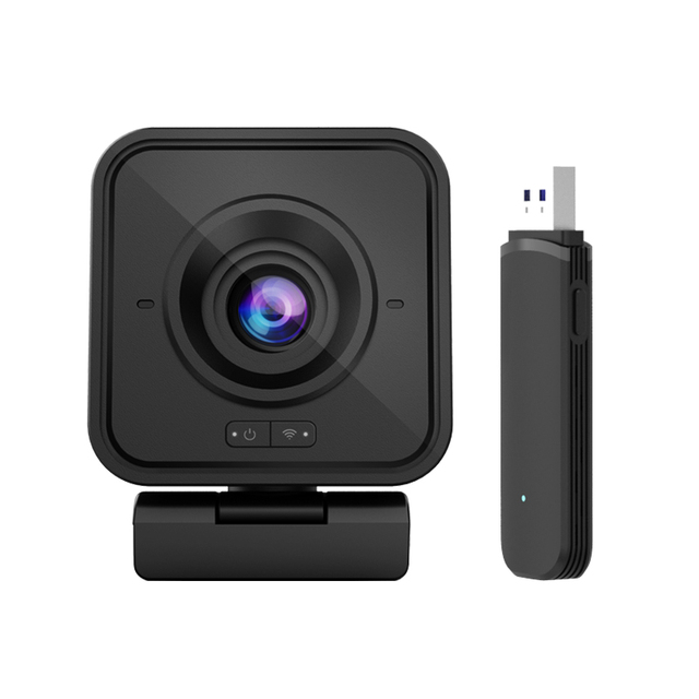 1080p Wireless Webcam for Video Conference, 2.4G USB Plug Play PC Camera with Stereo Microphones & Low-Light Correction