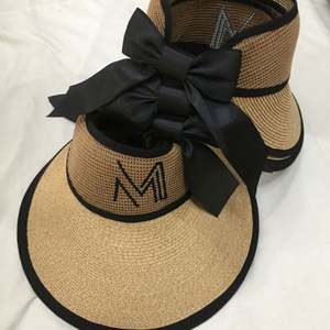 Sombrero de Paja de Playa para Mujer con Logotipo Bordado Personalizado, Visera de Paja con Lazo en la Parte Posterior, Ala Ancha, Sombrero de Paja para la Playa - Product Image 2