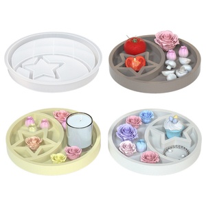 Moldes de silicona para posavasos de resina, moldes de epoxi para bandejas de tazas, moldes redondos de luna y estrella para almacenamiento, venta al por mayor - Product Image 1