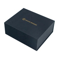 Boîte cadeau pliante de luxe en forme de livre avec logo personnalisé, noire, en carton rigide, avec fermeture magnétique, couvercle embossé, papier gaufré