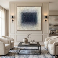 Wabi-Sabi peinture texturée Art mural abstrait neutre en toile peinte à la main minimaliste beige et bleu pour la décoration intérieure moderne