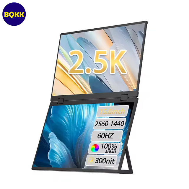 Factory Wholesale Top-sale 15.6" 60HZ 2.5K Double Screen Display Dual-screen Portable Monitor for Laptops with Usb