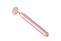 Électrique Vibrant Rouleau de Jade Masseur Facial De Quartz Rose Naturel De Levage De Visage Massage Rouleau de Jade