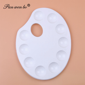 Paleta de pintura de plástico con agujero para pulgar, bandeja blanca para pintar, palés para estudiantes, manualidades de fiesta, DIY, 10 Well - Product Image 3