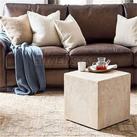 Table en travertin de plinthe de taille personnalisée au design moderne et simple pour la console de la maison Table basse en marbre Table d'appoint en marbre