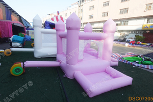 Lilytoys Château gonflable rose pour mariage et fête, château gonflable commercial pour enfants avec toboggan et piscine, structure gonflable - Product Image 5
