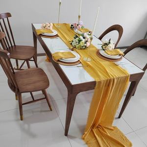 Décoration <span class=keywords><strong>de</strong></span> <span class=keywords><strong>table</strong></span> serviettes jaunes en mousseline douce torchon en coton uni 100% serviettes en tissu couleur moutarde faites à la main - Product Image 3