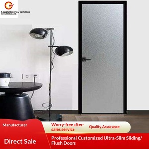 Puerta Corredera Minimalista de Marco Estrecho para Baño o Cocina, Puerta de Vidrio Abatible Plana de Aluminio, Estilo Moderno y Minimalista - Product Image 1