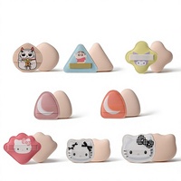 JLY Cartoon Crescent Moon Four-Leaf Clover Rice Ball Shape Rubycell Thickened Soft Powder Puff for Dry and Wet Use