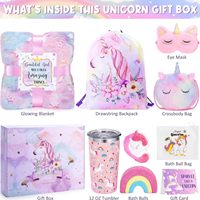 Cadeau pour fille de 6 à 8 ans, coffret cadeau pour adolescente, panier cadeau pour la rentrée scolaire avec couverture qui brille dans le noir, gobelet, masque pour les yeux