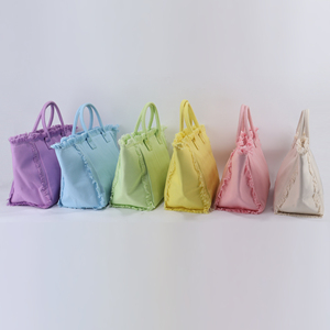 Borsa Tote in tela di cotone <span class=keywords><strong>grande</strong></span> borsa da <span class=keywords><strong>donna</strong></span> con frange a tracolla per mare Casual da spiaggia con due maniglie Tote Bag personalizzabile in tela - Product Image 5