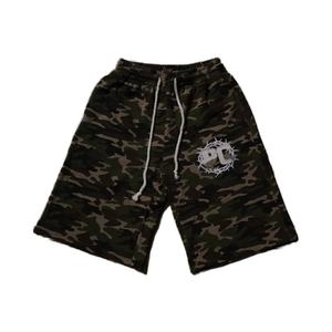 Pantalones Cortos Casuales de Algodón 100% Personalizados para Hombre, Estampado de Camuflaje, Talla Grande, con Cordón Elástico, Lavado Ácido, Bordado con Pedrería, Ecológicos - Product Image 1