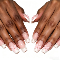Nouveauté transfrontalière : Faux ongles ABS semi-couvrants français, faits main, style européen et américain, avec nœud simple, amovibles et longue durée