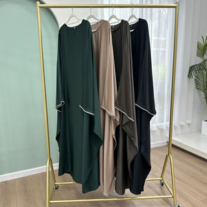 Vestido de noche de satén con manga de murciélago moderno, vestido Farasha Abaya de longitud completa, cuentas decoradas, caftán de Dubái de poliéster de talla grande - Product Image 6