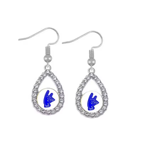 Meilleure Vente Boucles d'oreilles ZPB Zeta Phi Beta Goutte d'eau Strass Lettre Grecque Sororité Accessoire Bijoux DIY Personnalisé Vente en Gros