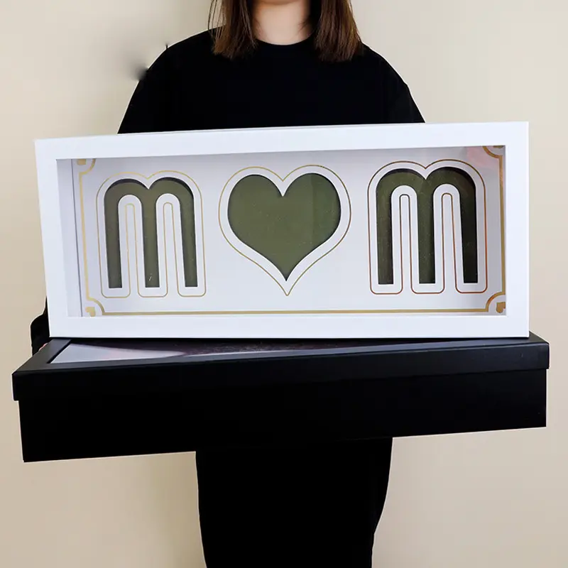 I Love U & Mom Flower Box Rectángulo I Love You Caja de regalo con ventana transparente