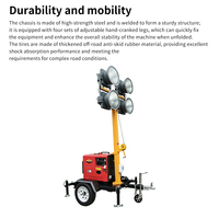 Tour d'éclairage LED diesel de 7 mètres avec dispositif de remorquage monté sur remorque IP66 4x48000LM à flux lumineux élevé