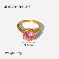 Bague tendance pour femmes, bijou rond en acier inoxydable, zircon, blanc/bleu/rose, or 18k, pour fête, cadeau