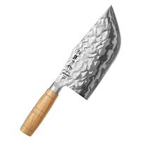 XINZUO Professioneel 7 inch keukenmes, scherp gehamerd Damascus staal, olijfhouten handvat, uniek design, hakmes