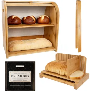 부엌 싱크대를 위한 대나무 빵 상자 빵 저미는 기계 그리고 목제 집게