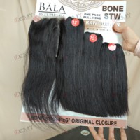 KEMY HAIR Bala Hairpack – Lots de mèches doublement étirées avec closure en dentelle 4*4, cheveux humains Remy vietnamiens ultra-lisses pour femmes noires