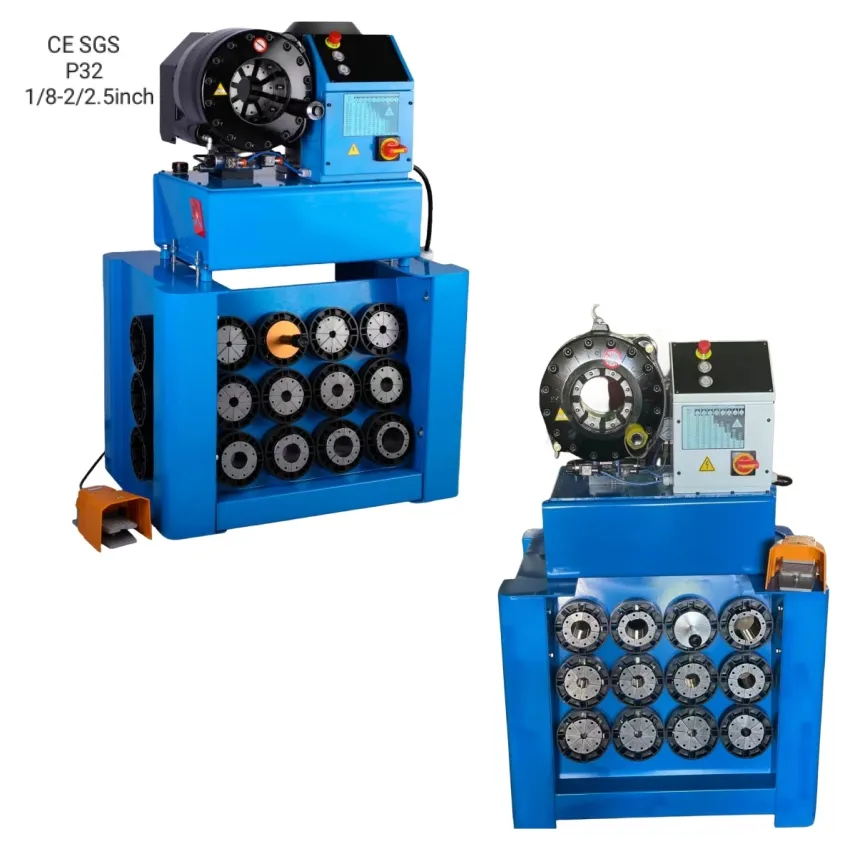 P32 crimper 1/8-2.5inch 64mm P60 industrial hydraulic rubber hose pipe cimping machine 2.5'' square pipe press