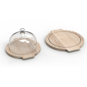 Ensemble de planches à fromage rectangulaires modernes et durables, avec dôme en verre, supports de service en bambou naturel, couleur personnalisable, marque Huina, fabrication en usine - Product Image 1