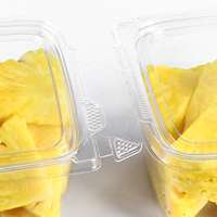 Boîte d'emballage alimentaire jetable en PET/rPET, directement de l'usine, boîte en plastique transparente, boîte à clapet, contenants pour salades de fruits coupés