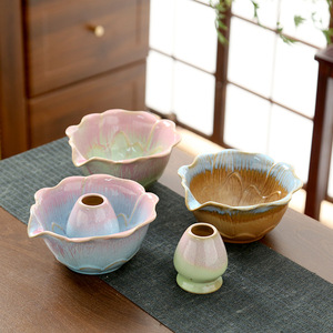 Una ciotola di frusta rosa e blu per ragazze una ciotola di Matcha in ceramica con una bocca A forma di fiore di loto - Product Image 3