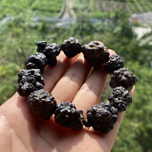 Bracelet en pierre naturelle égyptienne Carbonado Prophesy, spécimen brut, perles de cristal, bijoux de guérison spirituelle, vente en gros - Product Image 6