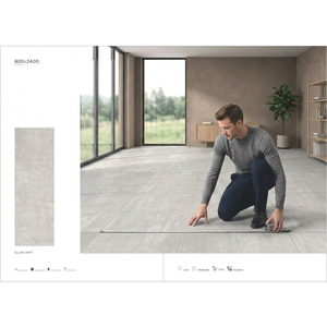 Dalle en pierre frittée Allen Grey 800x2400mm 15mm, carreaux en porcelaine pour plans de travail de cuisine modernes - Product Image 1