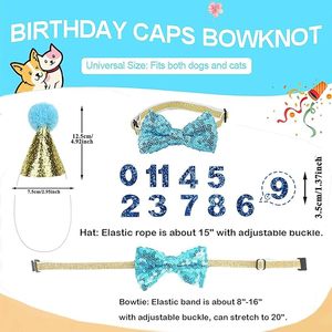 Kit de Sombrero de Fiesta de Cumpleaños para Mascotas HLC con Corbata de Moño y Número para Decoraciones de Cumpleaños de Perros, Cachorros y Gatos, Disfraz, Accesorio para la Cabeza - Product Image 3