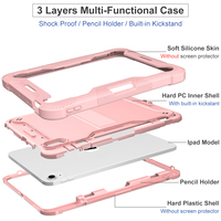 Étui de tablette en silicone PC résistant aux chocs, pour étudiants, affaires, voyages, avec béquille et support pour stylet pour iPad Air 4 Air 5 Pro 11