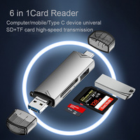 Nuevo Lector de Tarjetas Multifunción 6 en 1 Ms, Lector de Tarjetas de Alta Velocidad con Expansión Universal TF / SD / U Disk / Tipo-C OTG